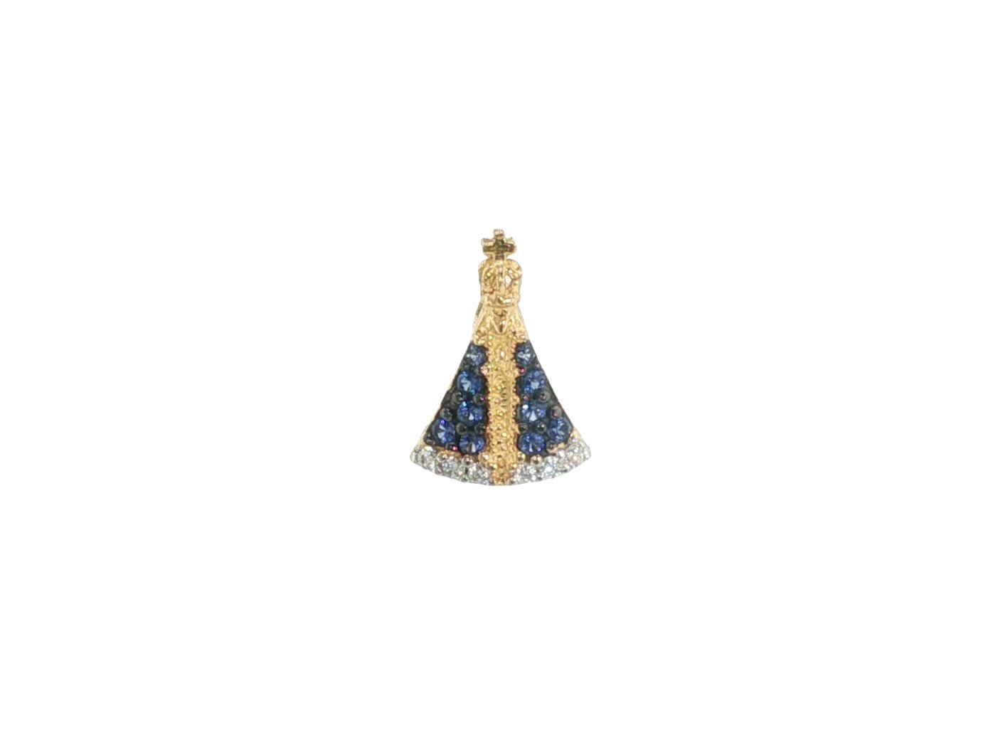 Pendant in Yellow Gold 18k with Cubic Zirconia and Cubic Zirconia — Pendants — Yellow Gold 18k