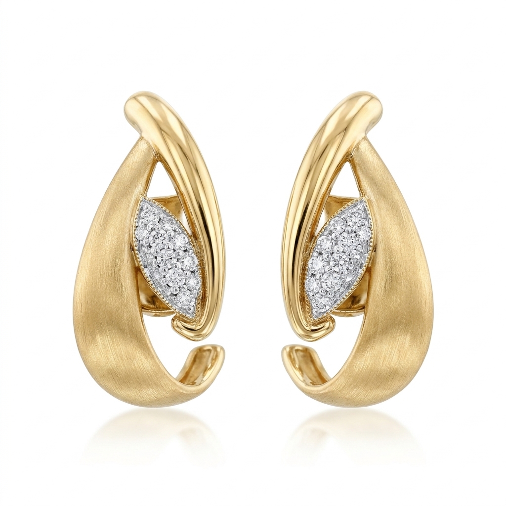 Earrings in Yellow Gold 18k with Diamond — Earrings — Yellow Gold 18k
