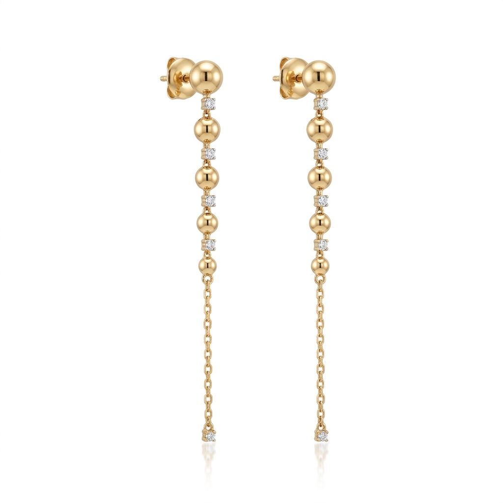 Earrings in Yellow Gold 18k with Diamond — Earrings — Yellow Gold 18k