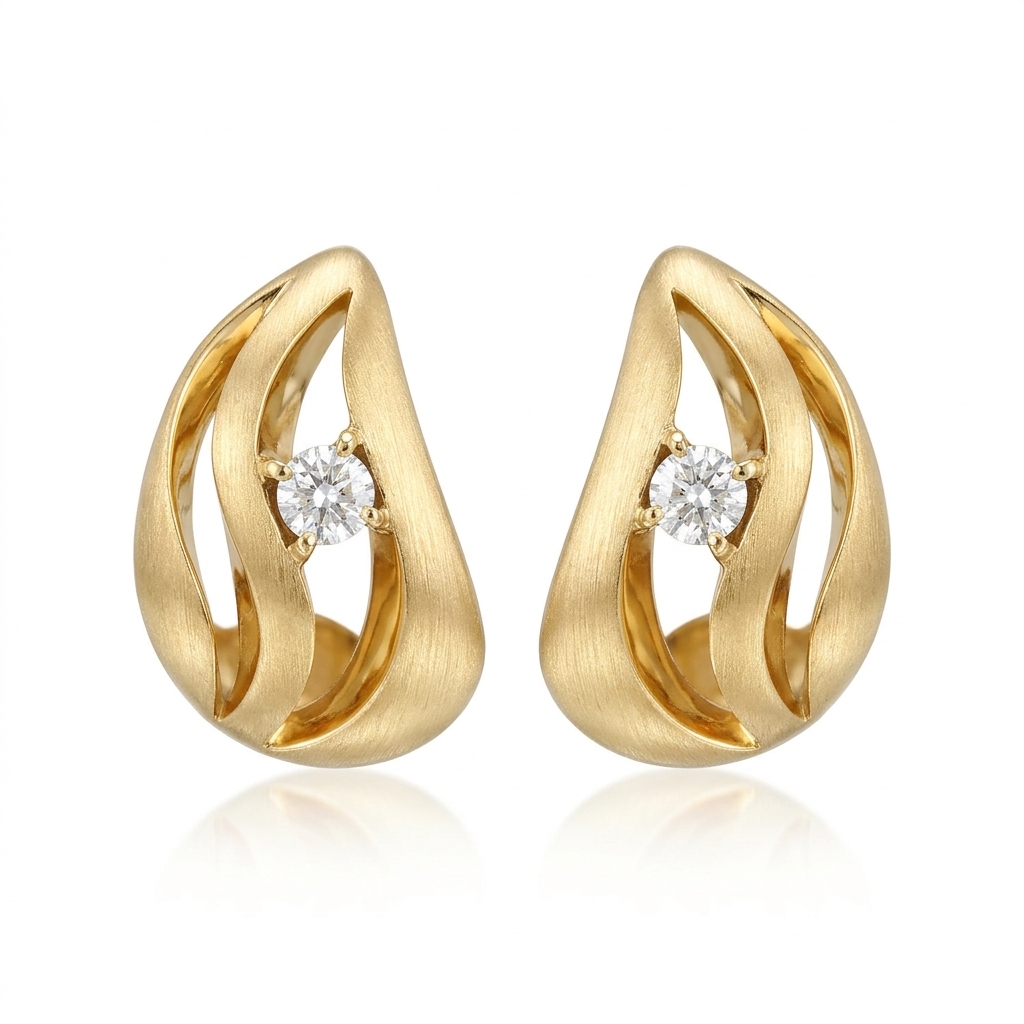 Earrings in Yellow Gold 18k with Diamond — Earrings — Yellow Gold 18k