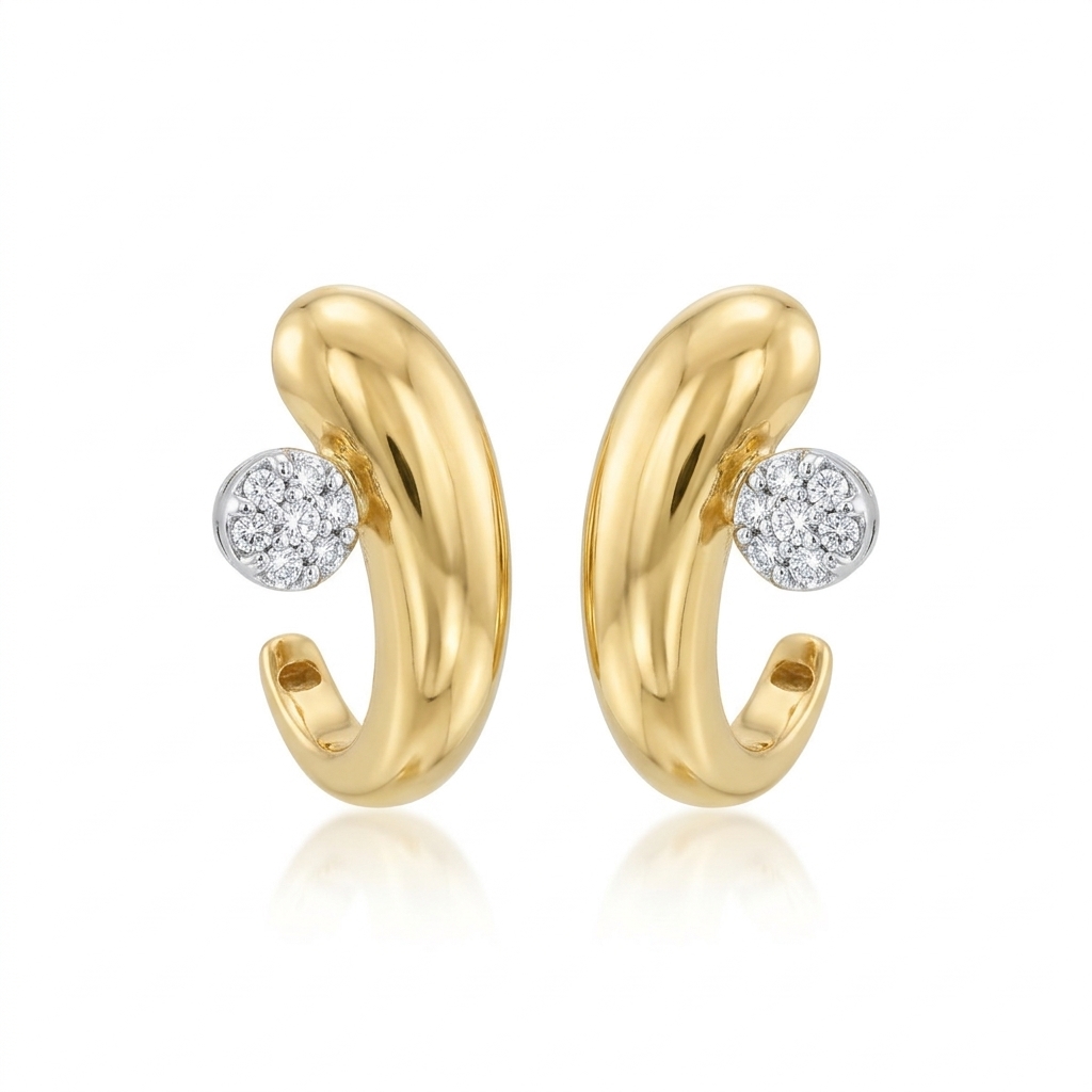 Earrings in Yellow Gold 18k with Diamond — Earrings — Yellow Gold 18k