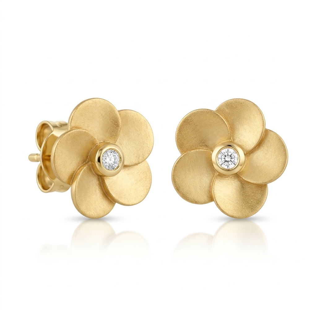 Earrings in Yellow Gold 18k with Diamond — Earrings — Yellow Gold 18k